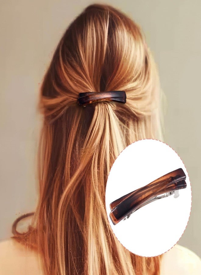STSTR 10PCS French Barrette Hair Clips for Women, 2.56 Inch Small Tortoise Shell Hair Clip, Curved Glossy Thin Hair Flat Hair Accessories for Women - Amber, Crossed Style - Image 5